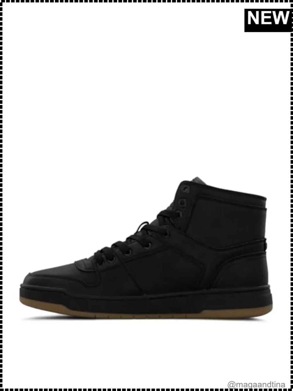 High Top Retro Court Sneaker Faux Leather Denim Casual